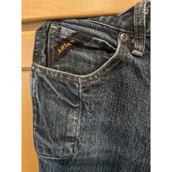 Ariat Jeans Mens 31X36 (30X37 Actual) Blue Denim MS Rebar Jeans Distressed - Picture 8 of 8